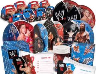 WWE Deluxe party pack  plates cups cards bags banner  