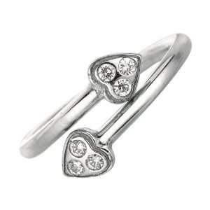  925 Sterling Silver And CZ Hearts Design Toe Ring Jewelry