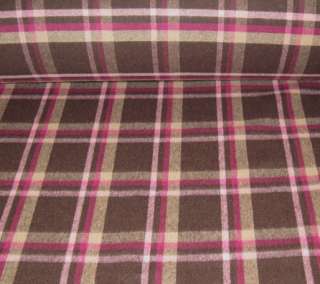 New Arrival Brown & Pink Plaid Poly Wool Flannel Fabric BEAUTIFUL 