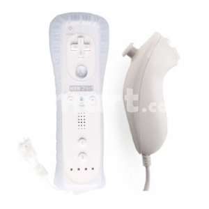   Motion Plus & Silicone Sleeve + Nunchuk Controller for Wii White